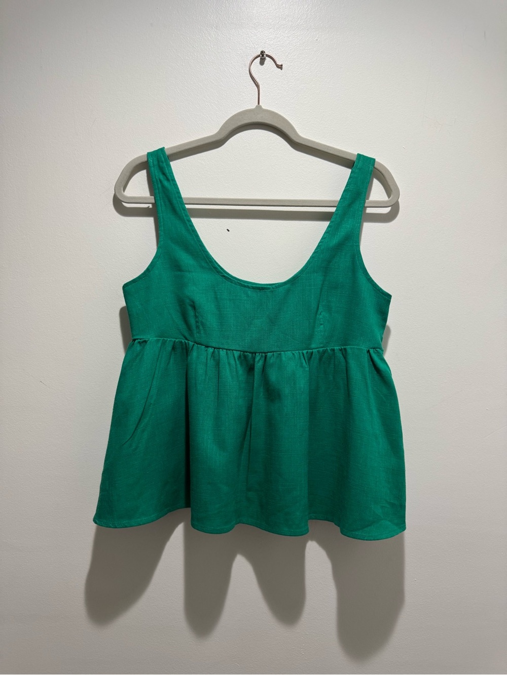 English Factory Green Cotton Linen Blend Babydoll Tank Top Size Small